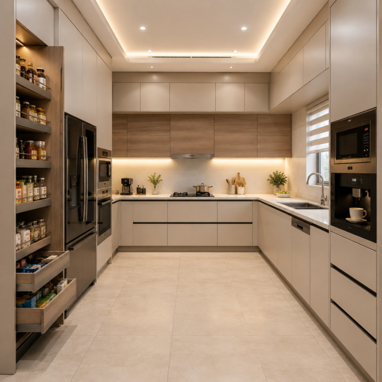 طراحی یک آشپزخانه ایرانی با فضاس ذخیره سازی