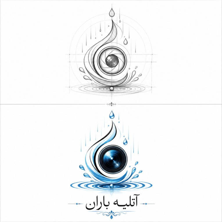 لوگوی طراحی شده برای  آتلیه باران