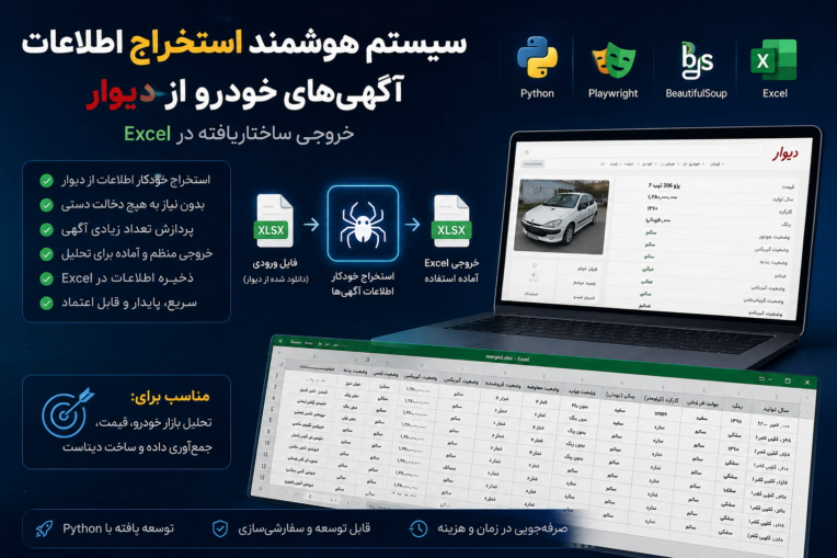 سیستم هوشمند استخراج اطلاعات آگهی‌های خودرو از دیوار و خروجی اکسل