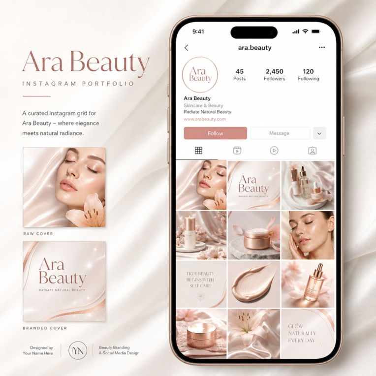 طراحی کاور پست اینستاگرام آرایشی آرا بیوتی