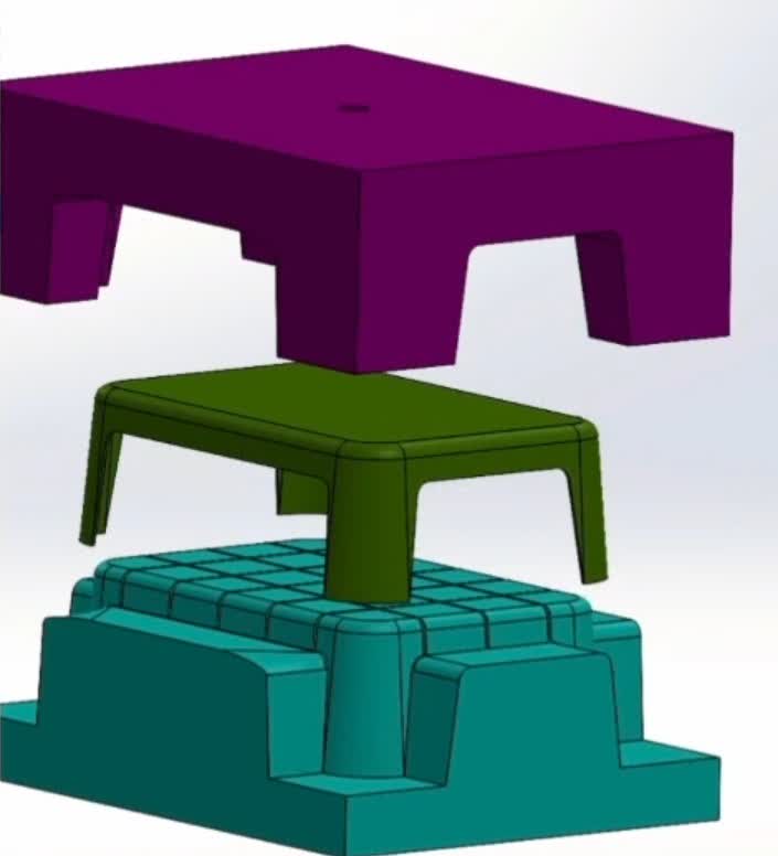 طراحی قالب تزریق پلاستیک چهارپایه با SolidWorks