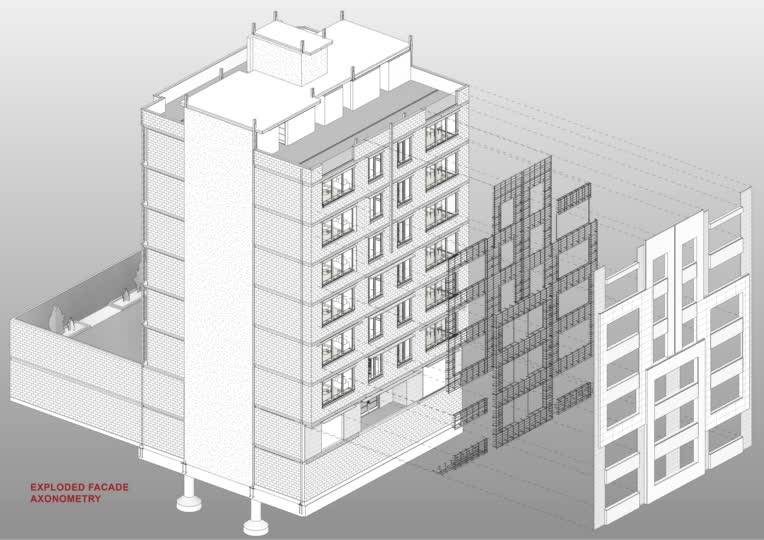 مدل‌سازی شاسی‌کشی نمای ساختمان در Revit