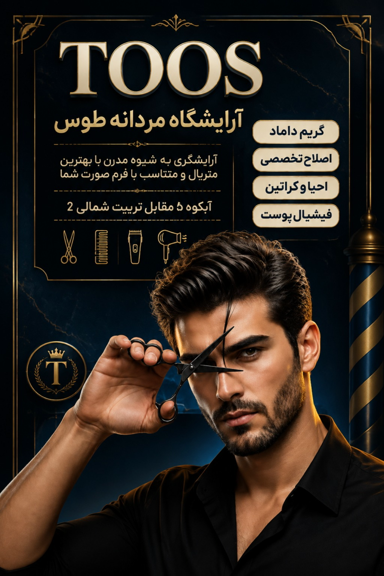پوستر آرایشگاه مردانه با طراحی کلاسیک