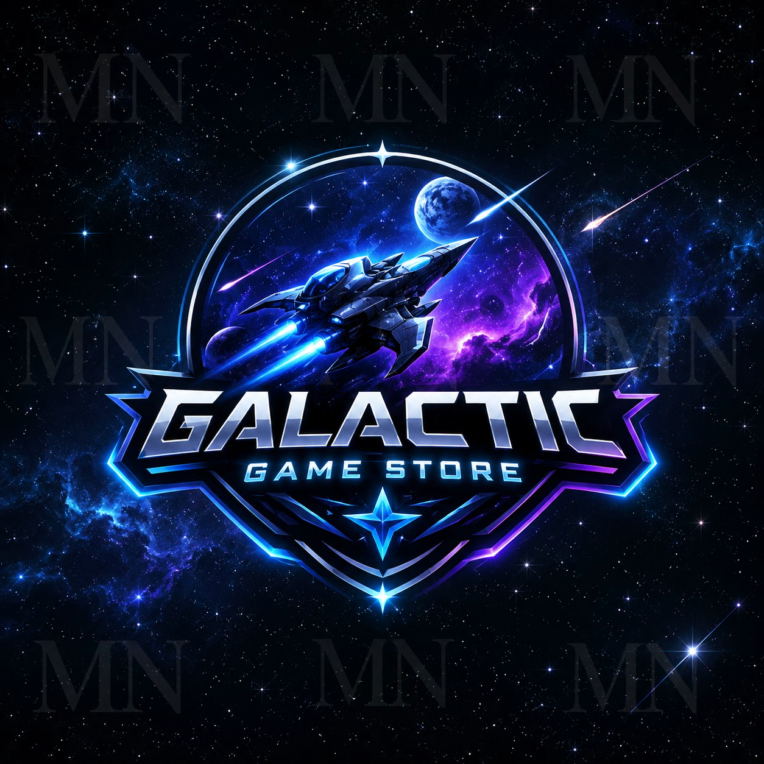 طراحی لوگوی گیمینگ فضایی | Galactic Game Store