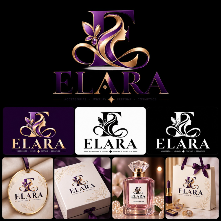 لوگوی برند ELARA به سبک مینیمال لوکس...