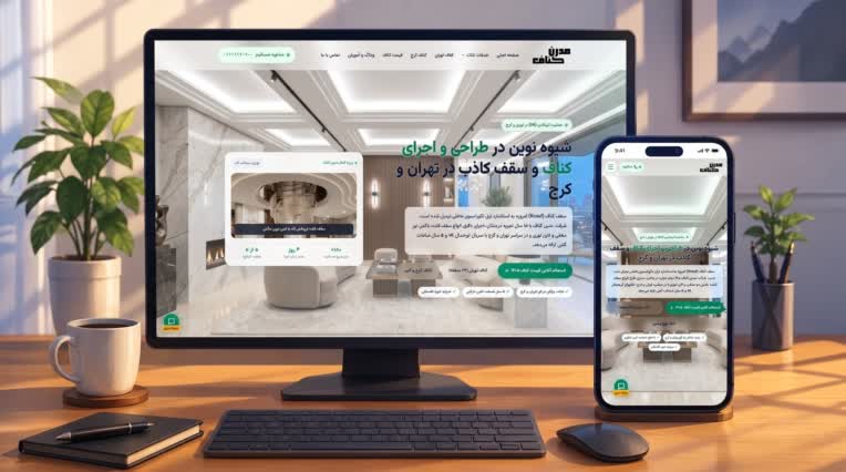 طراحی سایت شرکتی مدرن کناف با طراحی مدرن و مینیمال