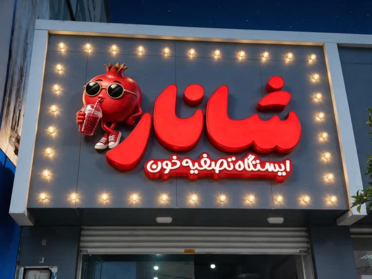 طراحی تابلو فروشگاه آبمیوه شانار