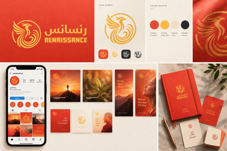 رنسانس | RENAISSANCE  طراحی لوگو و هویت بصری برای برند رشد فردی