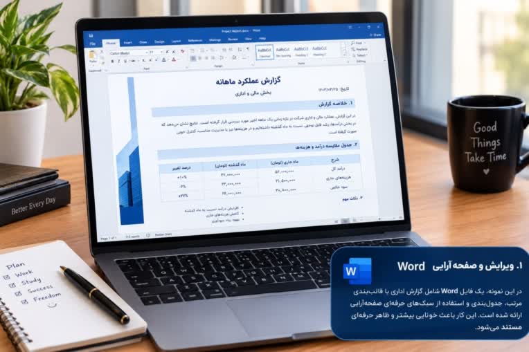 ویرایش ،تنظیم جدول و صفحه آرایی word