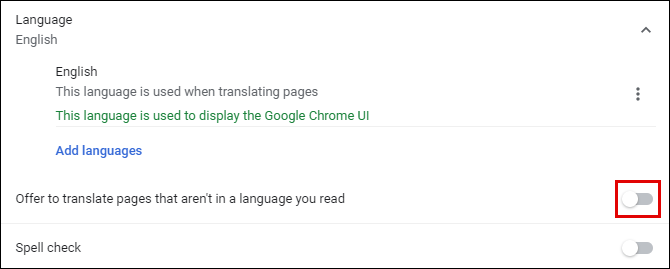 مرحله چهارم از غیر فعال کردن تنظیمات ترجمه سایت‌ها با گوگل