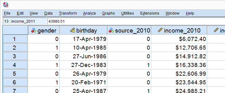 شیت دیتا در spss