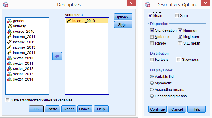 محاسبات توصیفی در spss