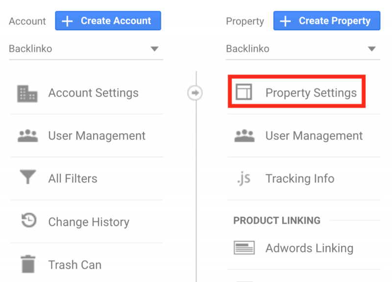 کلیک روی لینک « Property Settings »