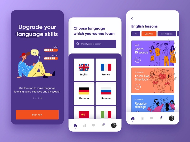 طراحی برنامه آموزش زبان انگلیسی Learn English Phrases