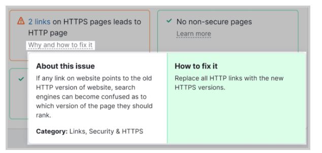 بررسی مشکلات سایت در ابزار Site Audit