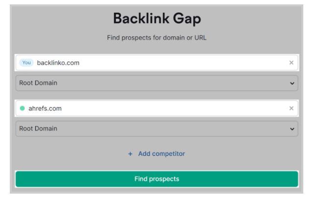 ابزار backlink gap برای نشان دادن اعتبار سایت