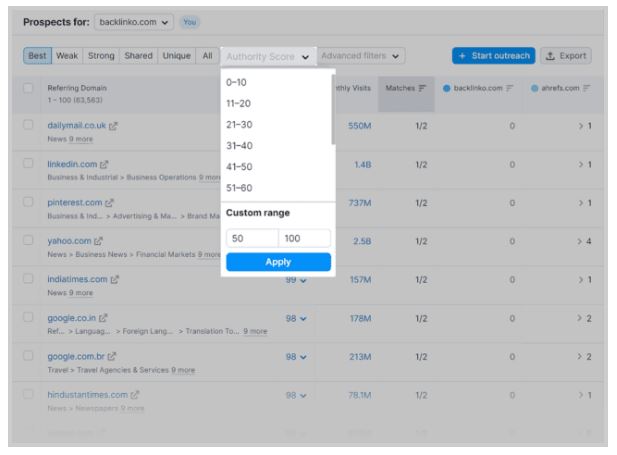 فیلتر Authority Score