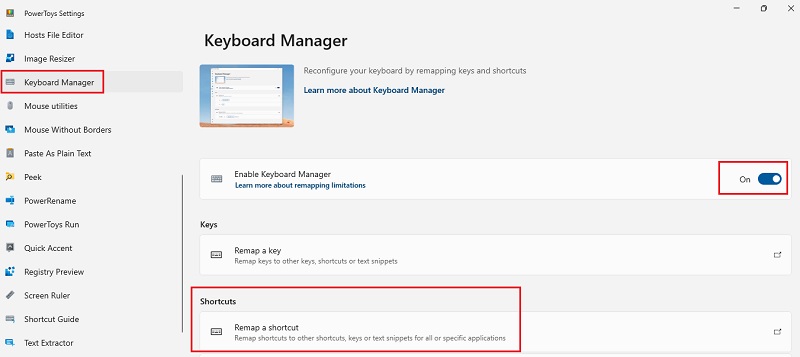 تغییر شورتکات در PowerToys