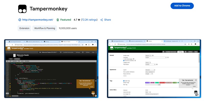 افزونه Tampermonkey